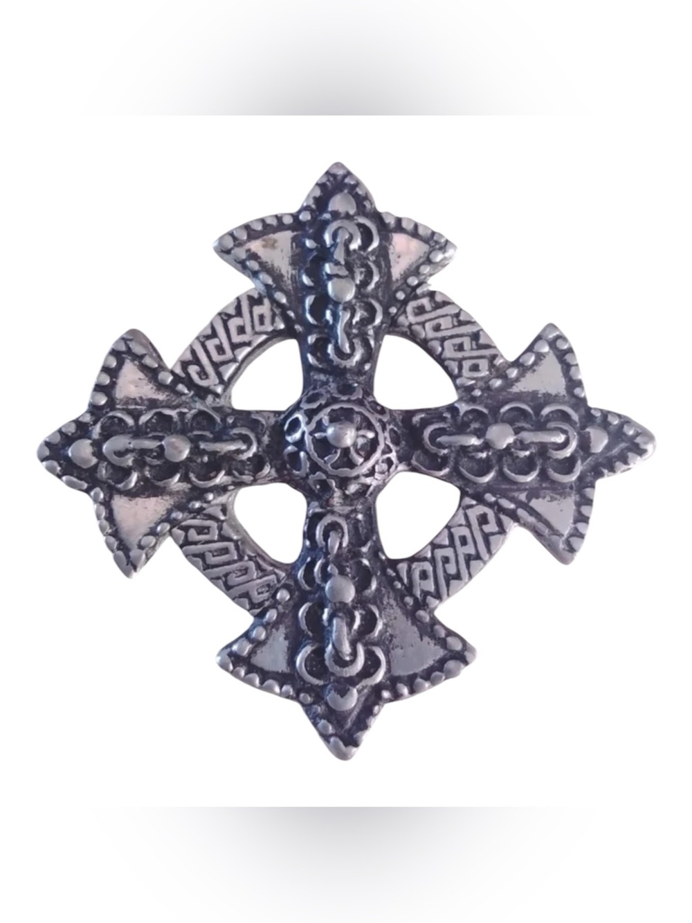 Pewter Celtic cross brooch or kilt pin by St. Justin Company of Cornwall